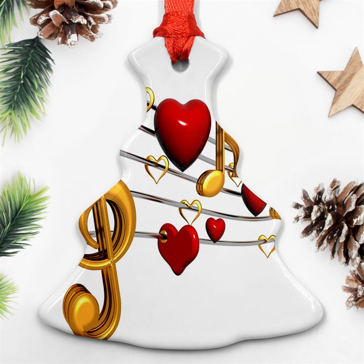 Music Notes Heart Beat Ornament (Christmas Tree) 