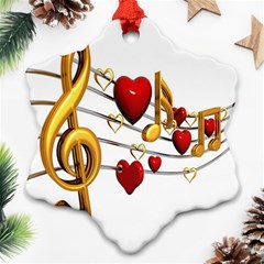 Music Notes Heart Beat Snowflake Ornament (two Sides)