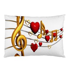 Music Notes Heart Beat Pillow Case (two Sides) by Mariart