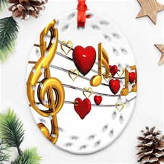 Music Notes Heart Beat Oval Filigree Ornament (two Sides) by Mariart