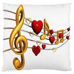 Music Notes Heart Beat Large Cushion Case (one Side) by Mariart