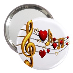 Music Notes Heart Beat 3  Handbag Mirrors by Mariart