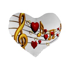 Music Notes Heart Beat Standard 16  Premium Heart Shape Cushions by Mariart