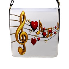 Music Notes Heart Beat Flap Messenger Bag (l)  by Mariart