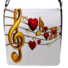 Music Notes Heart Beat Flap Messenger Bag (s) by Mariart