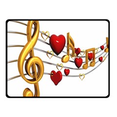 Music Notes Heart Beat Double Sided Fleece Blanket (small)  by Mariart