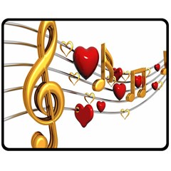 Music Notes Heart Beat Double Sided Fleece Blanket (medium)  by Mariart