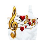 Music Notes Heart Beat Full Print Recycle Bags (M)  Front