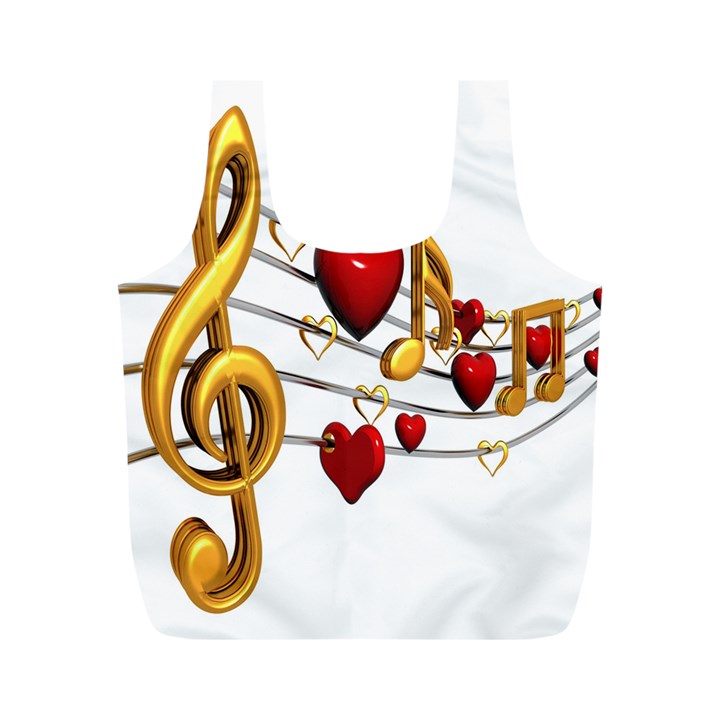 Music Notes Heart Beat Full Print Recycle Bags (M) 