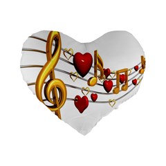 Music Notes Heart Beat Standard 16  Premium Flano Heart Shape Cushions