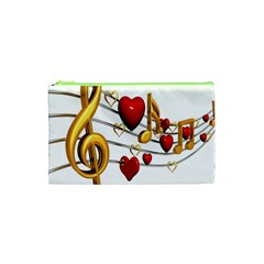 Music Notes Heart Beat Cosmetic Bag (xs) by Mariart