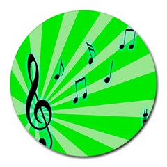 Music Notes Light Line Green Round Mousepads by Mariart