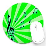 Music Notes Light Line Green Round Mousepads Front