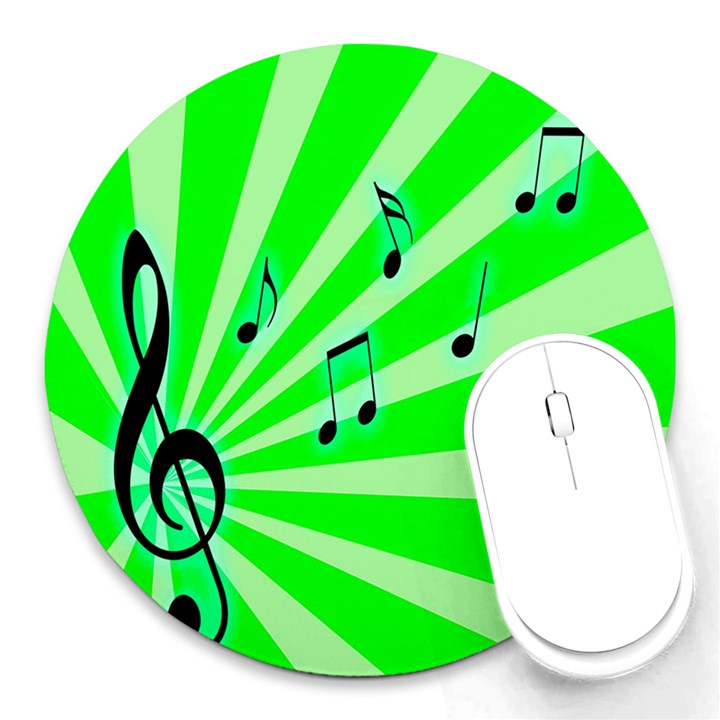 Music Notes Light Line Green Round Mousepads