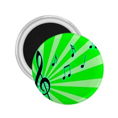 Music Notes Light Line Green 2 25  Magnets