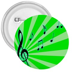 Music Notes Light Line Green 3  Buttons by Mariart