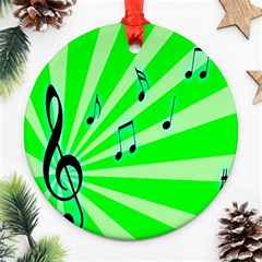 Music Notes Light Line Green Ornament (round) by Mariart