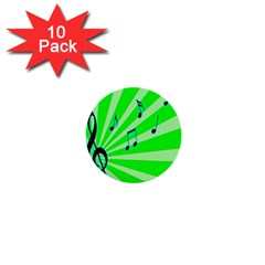 Music Notes Light Line Green 1  Mini Buttons (10 Pack)  by Mariart