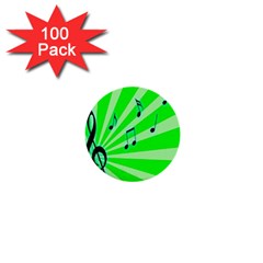 Music Notes Light Line Green 1  Mini Buttons (100 Pack)  by Mariart