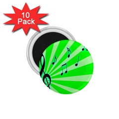 Music Notes Light Line Green 1 75  Magnets (10 Pack)  by Mariart