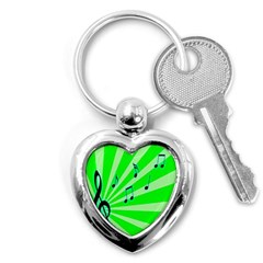 Music Notes Light Line Green Key Chains (heart) 