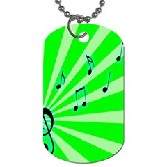 Music Notes Light Line Green Dog Tag (one Side)