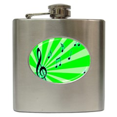 Music Notes Light Line Green Hip Flask (6 Oz) by Mariart