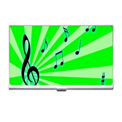 Music Notes Light Line Green Business Card Holders by Mariart