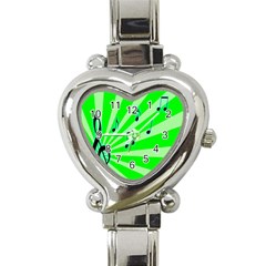 Music Notes Light Line Green Heart Italian Charm Watch by Mariart