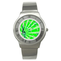 Music Notes Light Line Green Stainless Steel Watch by Mariart