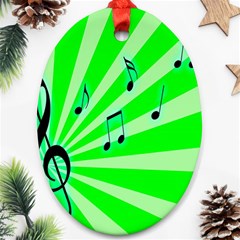 Music Notes Light Line Green Oval Ornament (two Sides) by Mariart