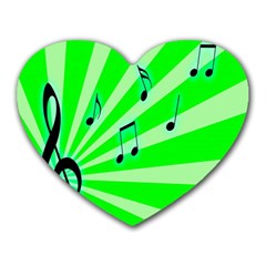 Music Notes Light Line Green Heart Mousepads by Mariart