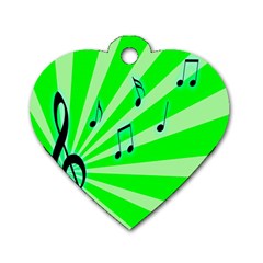 Music Notes Light Line Green Dog Tag Heart (two Sides)