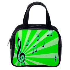 Music Notes Light Line Green Classic Handbags (one Side) by Mariart