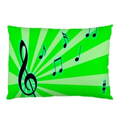 Music Notes Light Line Green Pillow Case by Mariart