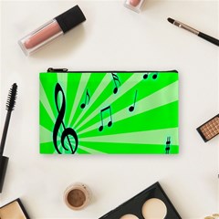 Music Notes Light Line Green Cosmetic Bag (small) 