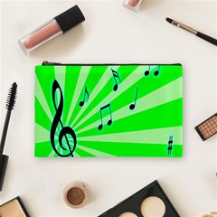 Music Notes Light Line Green Cosmetic Bag (medium) 