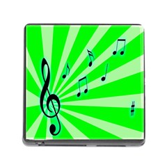 Music Notes Light Line Green Memory Card Reader (square) by Mariart