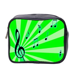 Music Notes Light Line Green Mini Toiletries Bag 2-side by Mariart