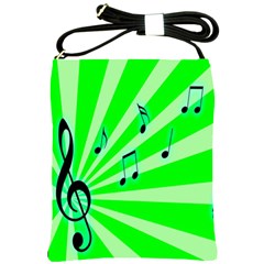 Music Notes Light Line Green Shoulder Sling Bags