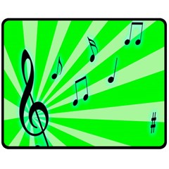 Music Notes Light Line Green Fleece Blanket (medium)  by Mariart