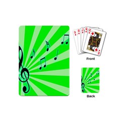 Music Notes Light Line Green Playing Cards (mini)  by Mariart