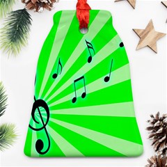 Music Notes Light Line Green Bell Ornament (two Sides) by Mariart