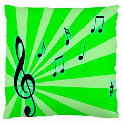 Music Notes Light Line Green Large Cushion Case (one Side) by Mariart