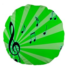 Music Notes Light Line Green Large 18  Premium Round Cushions