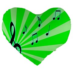 Music Notes Light Line Green Large 19  Premium Heart Shape Cushions by Mariart