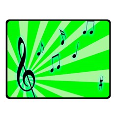 Music Notes Light Line Green Double Sided Fleece Blanket (small) 