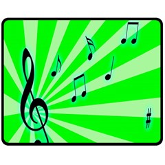 Music Notes Light Line Green Double Sided Fleece Blanket (medium)  by Mariart