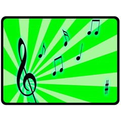 Music Notes Light Line Green Double Sided Fleece Blanket (large)  by Mariart