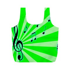 Music Notes Light Line Green Full Print Recycle Bags (m) 